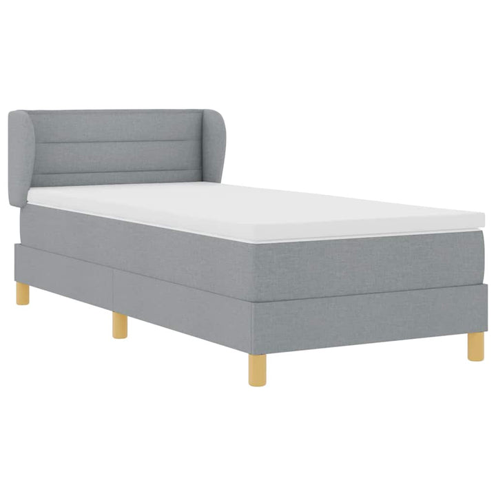 Boks madrasseng med madras creme 90x200 cm stof Lysegrå