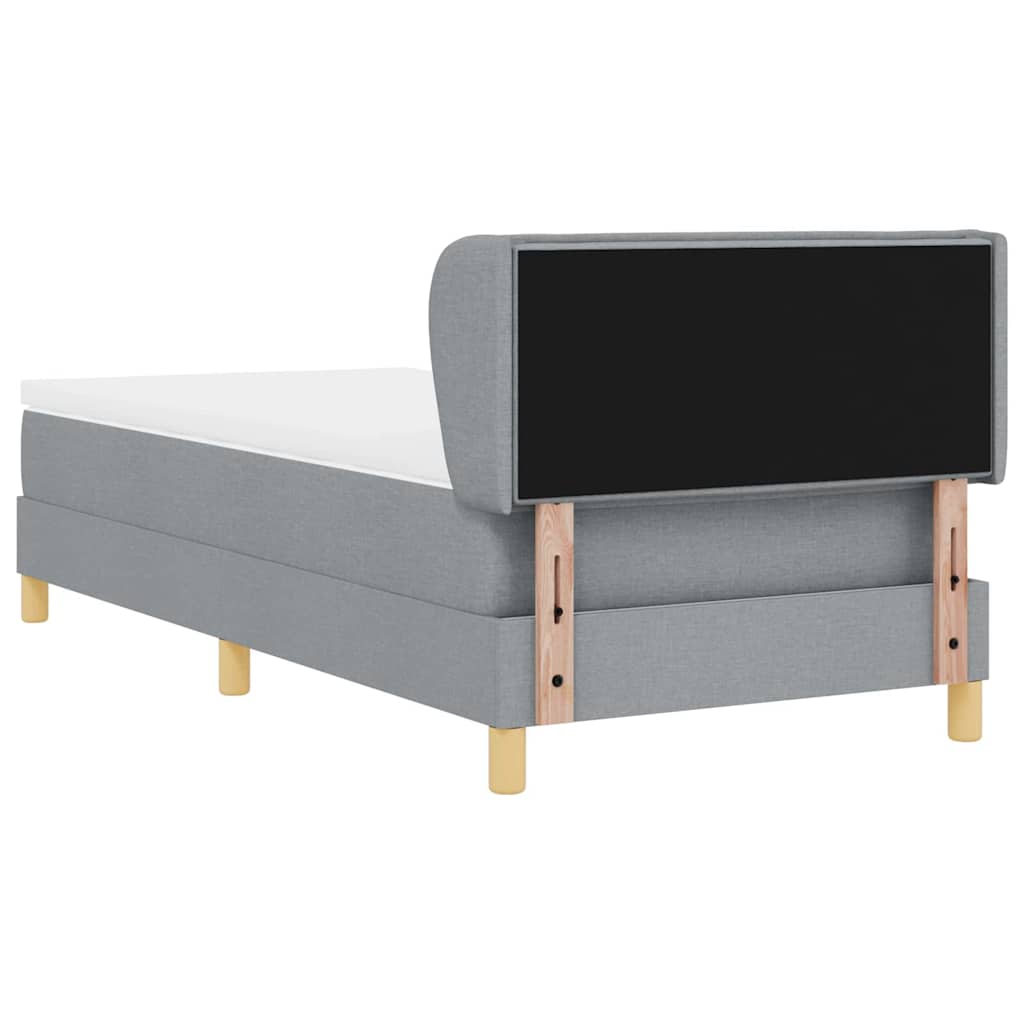 Boks madrasseng med madras creme 90x200 cm stof Lysegrå