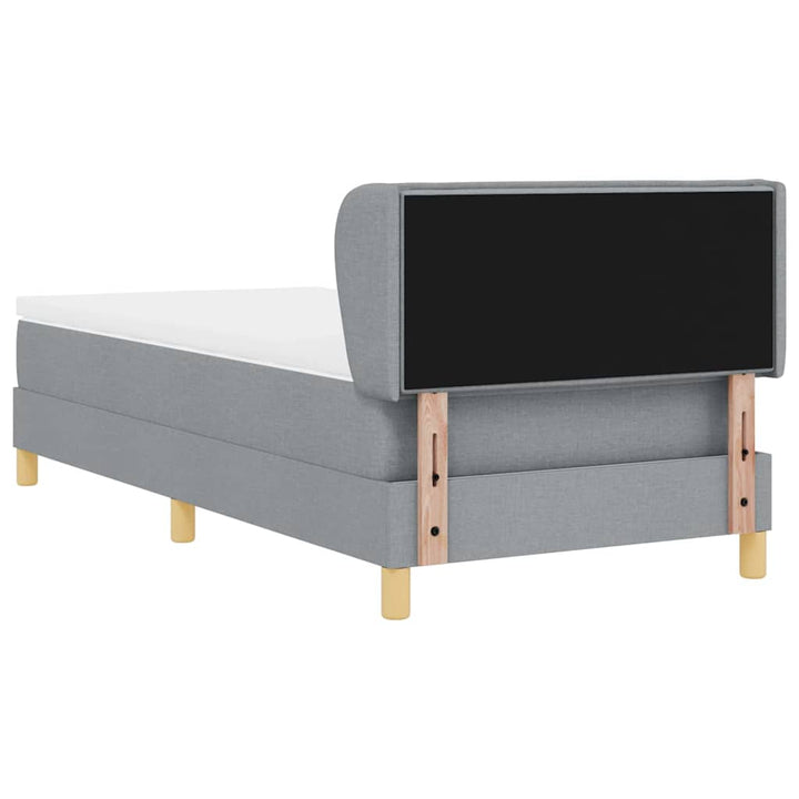 Boks madrasseng med madras creme 90x200 cm stof Lysegrå