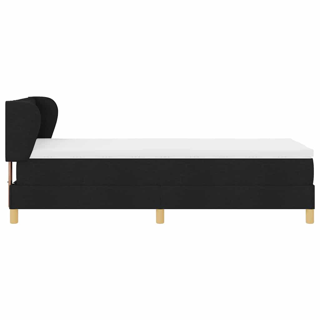 Boks madrasseng med madras creme 90x200 cm stof med madras Sort