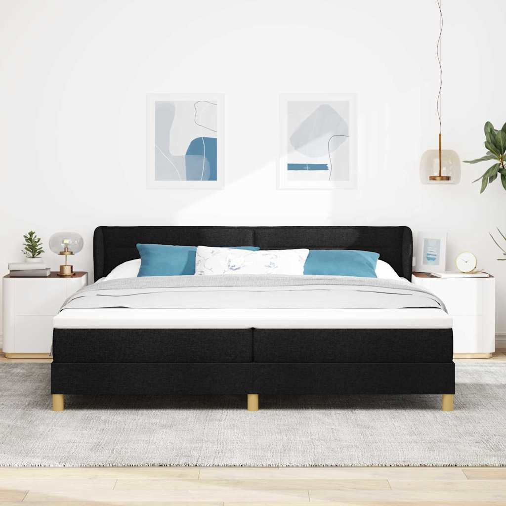 Boks madrasseng med madras creme 90x200 cm stof med madras Sort