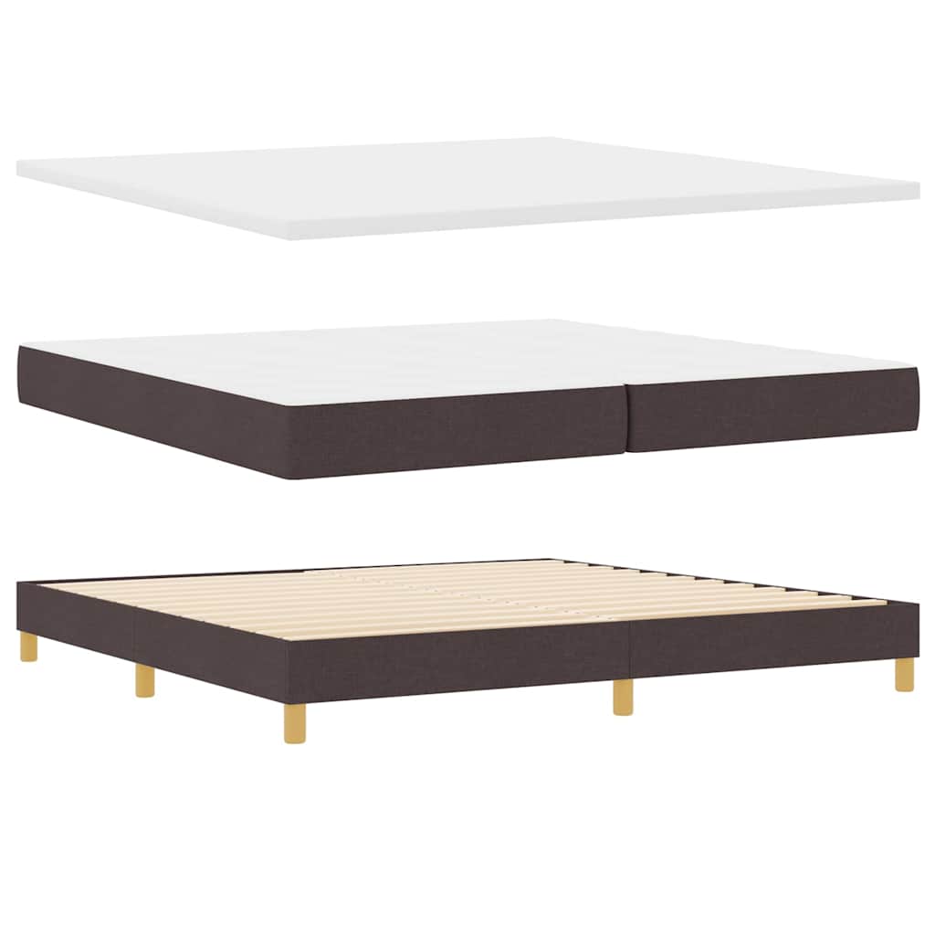 Boks madrasseng med madras creme 90x200 cm stof Mørkebrun