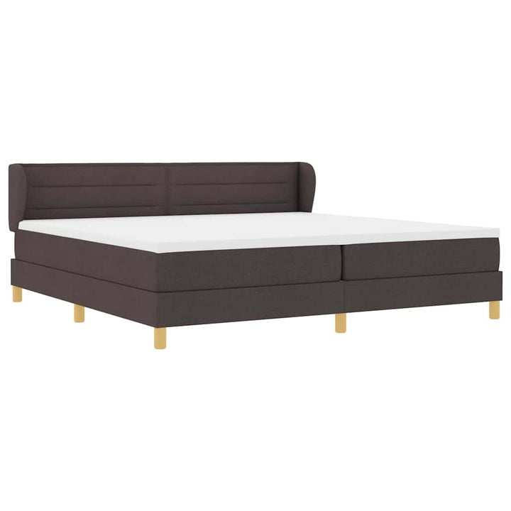 Boks madrasseng med madras creme 90x200 cm stof Mørkebrun