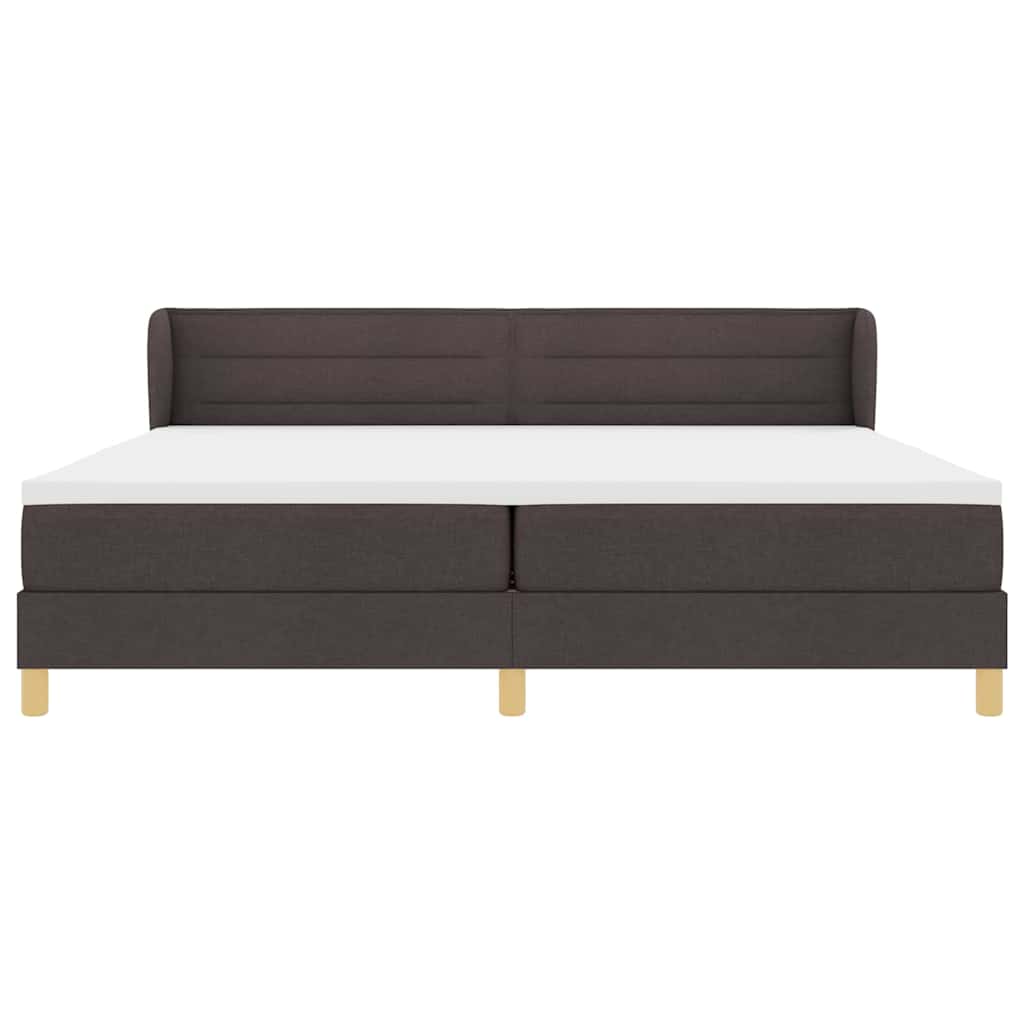 Boks madrasseng med madras creme 90x200 cm stof Mørkebrun