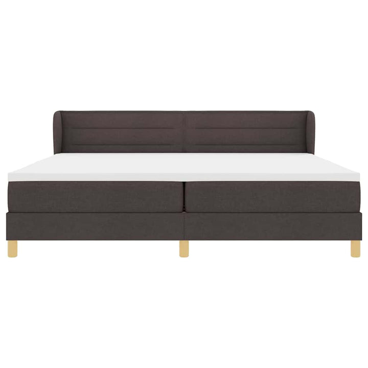 Boks madrasseng med madras creme 90x200 cm stof Mørkebrun