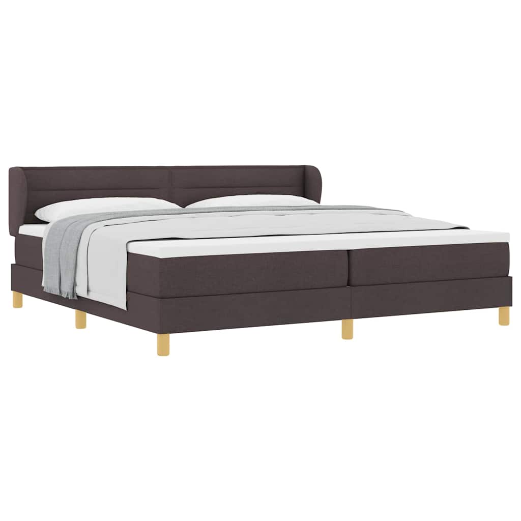 Boks madrasseng med madras creme 90x200 cm stof Mørkebrun