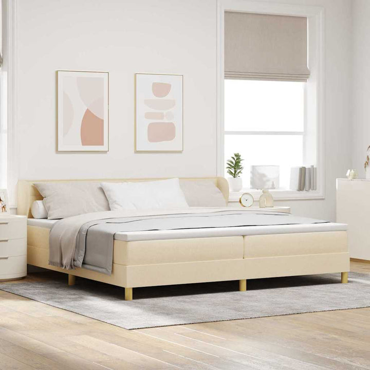 Boks madrasseng med madras creme 90x200 cm stof Creme