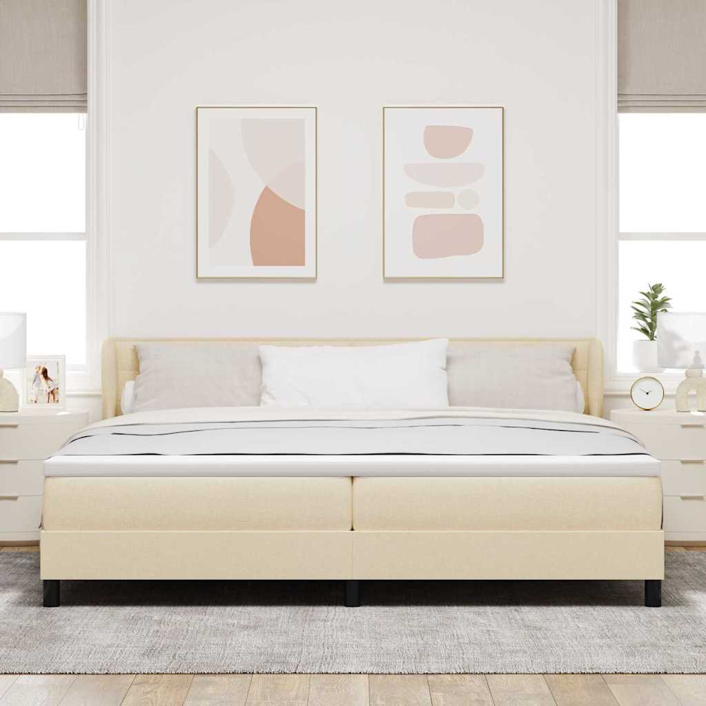 Boks madrasseng med madras creme 90x200 cm stof Creme