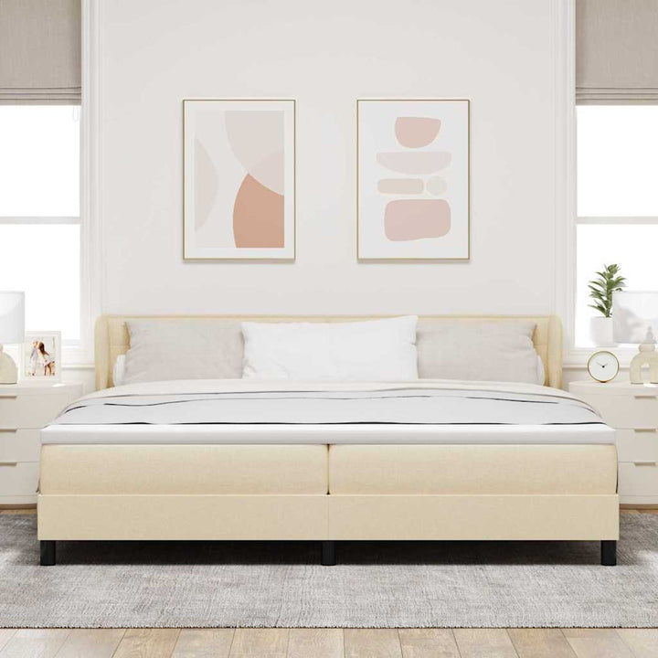 Boks madrasseng med madras creme 90x200 cm stof Creme