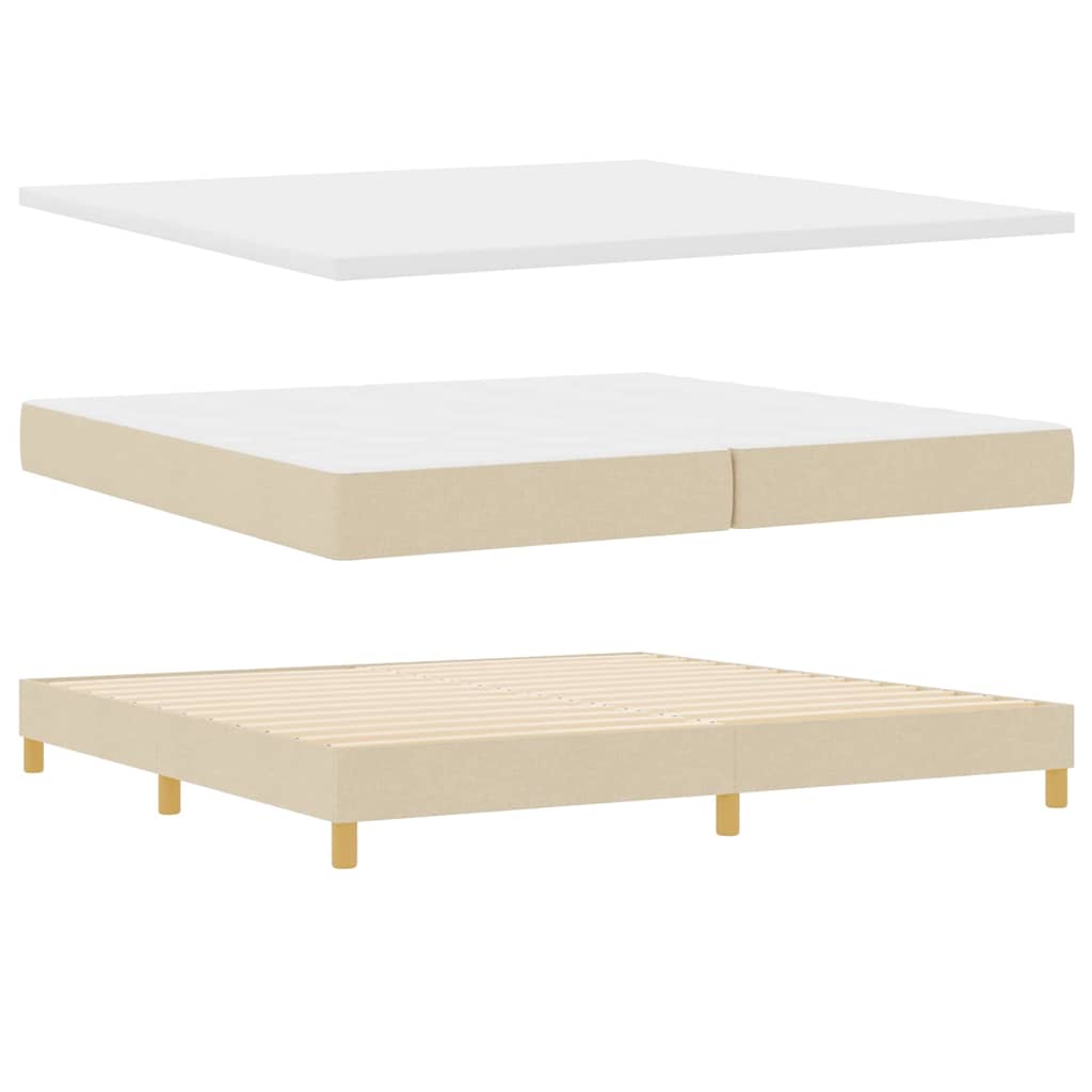 Boks madrasseng med madras creme 90x200 cm stof Creme