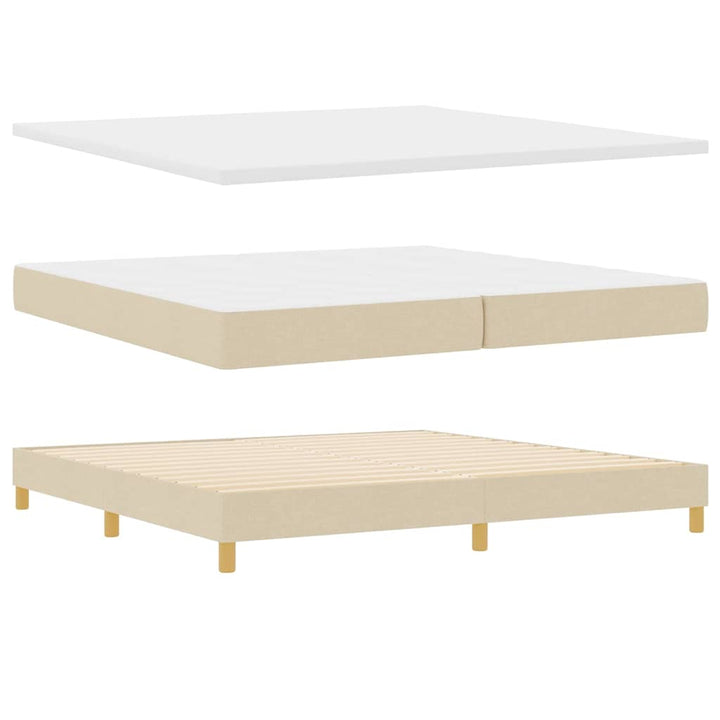 Boks madrasseng med madras creme 90x200 cm stof Creme