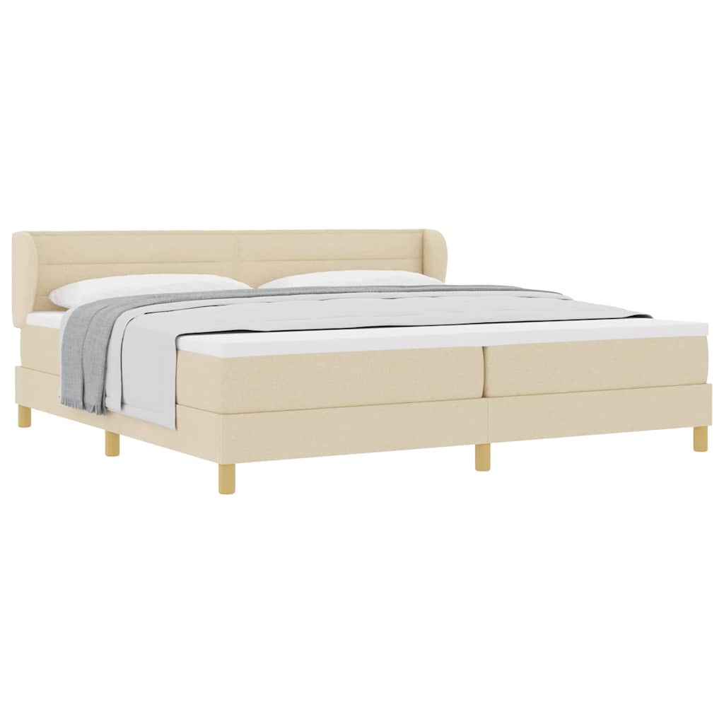 Boks madrasseng med madras creme 90x200 cm stof Creme