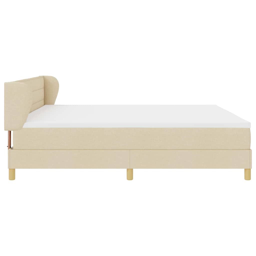 Boks madrasseng med madras creme 90x200 cm stof Creme