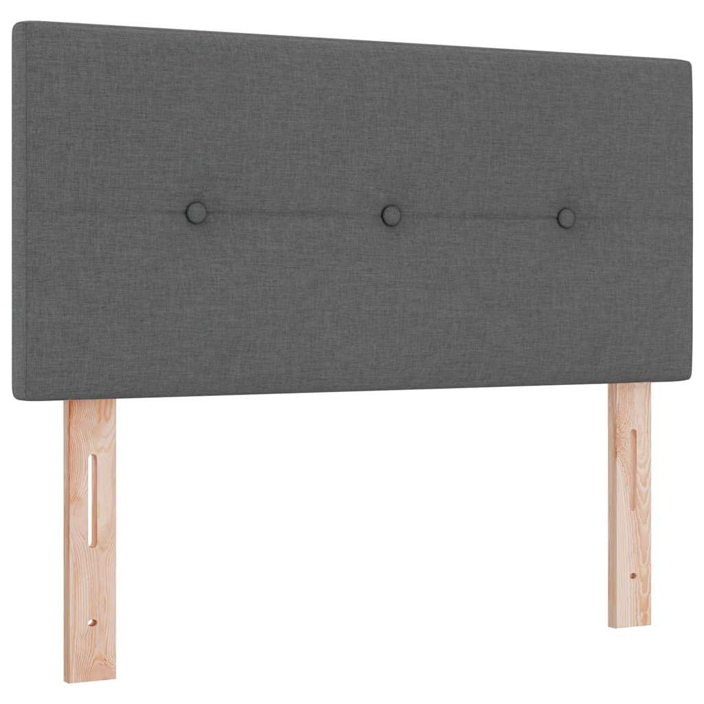Boks madrasseng med madras creme 90x200 cm stof Mørkegrå