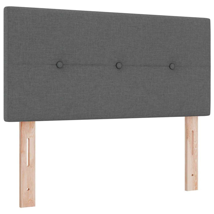Boks madrasseng med madras creme 90x200 cm stof Mørkegrå