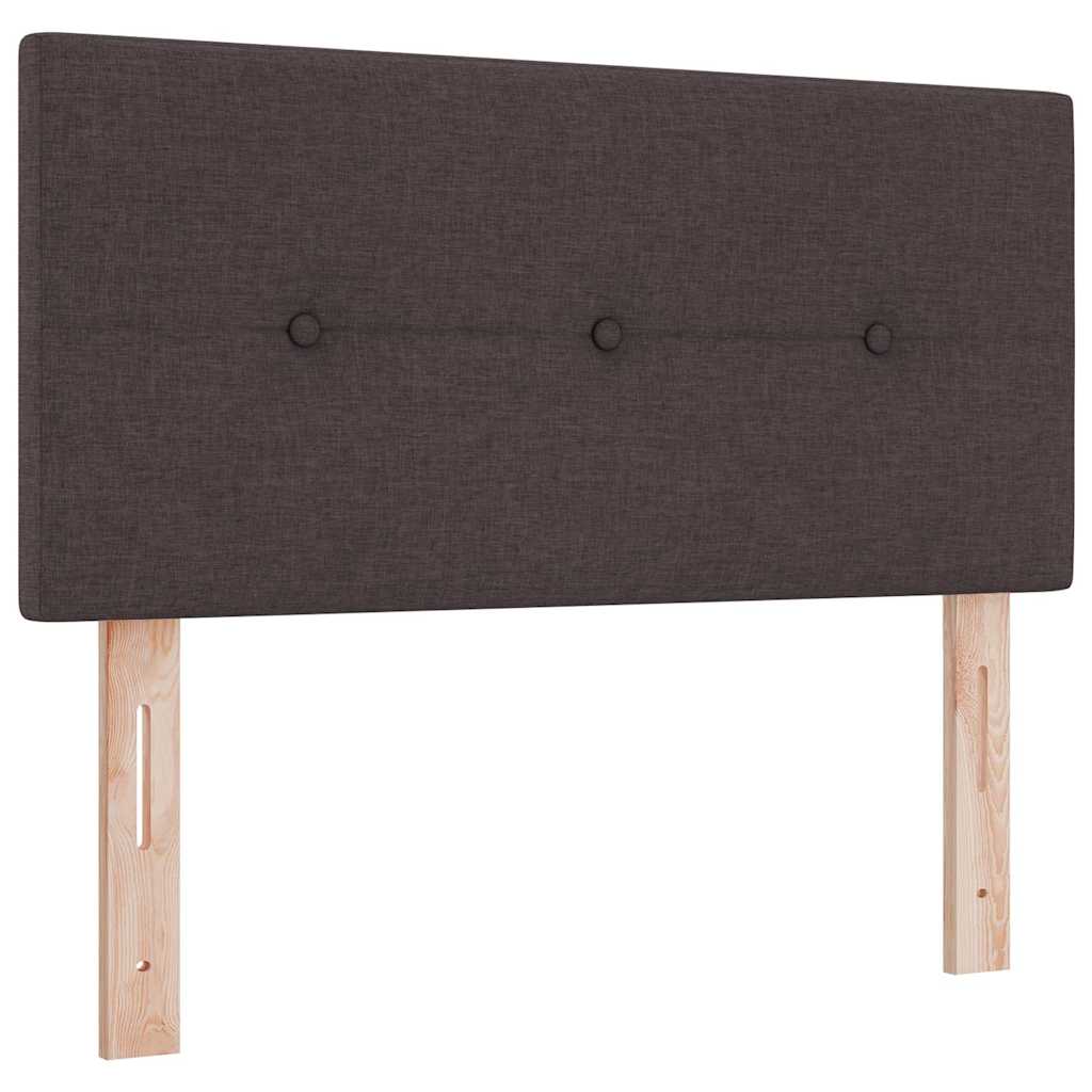Boks madrasseng med madras creme 90x200 cm stof Mørkebrun