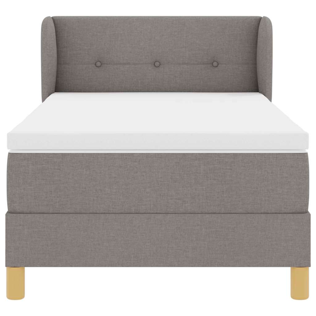 Boks madrasseng med madras creme 90x200 cm stof Gråbrun