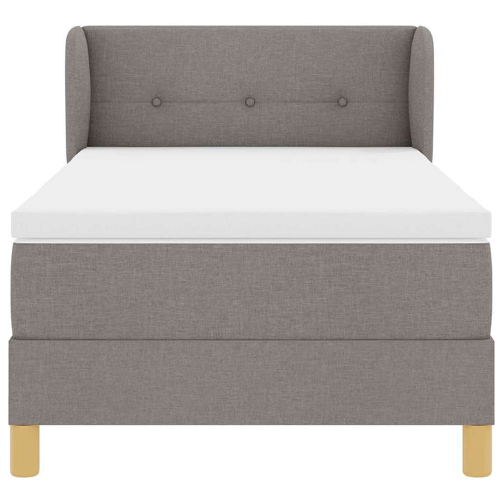 Boks madrasseng med madras creme 90x200 cm stof Gråbrun