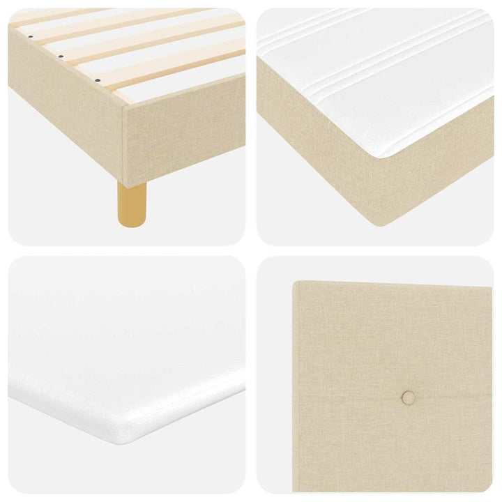 Boks madrasseng med madras creme 90x200 cm stof Creme