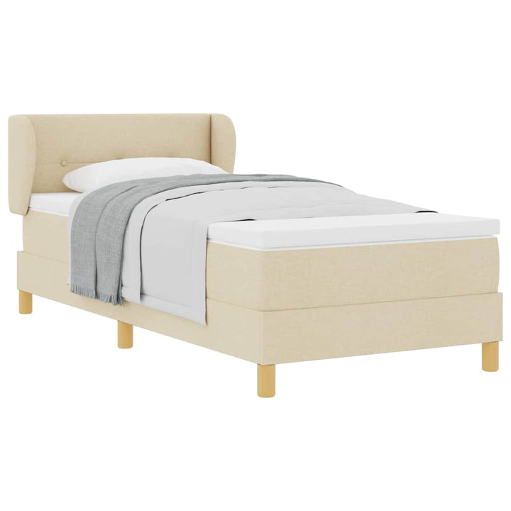 Boks madrasseng med madras creme 90x200 cm stof Creme