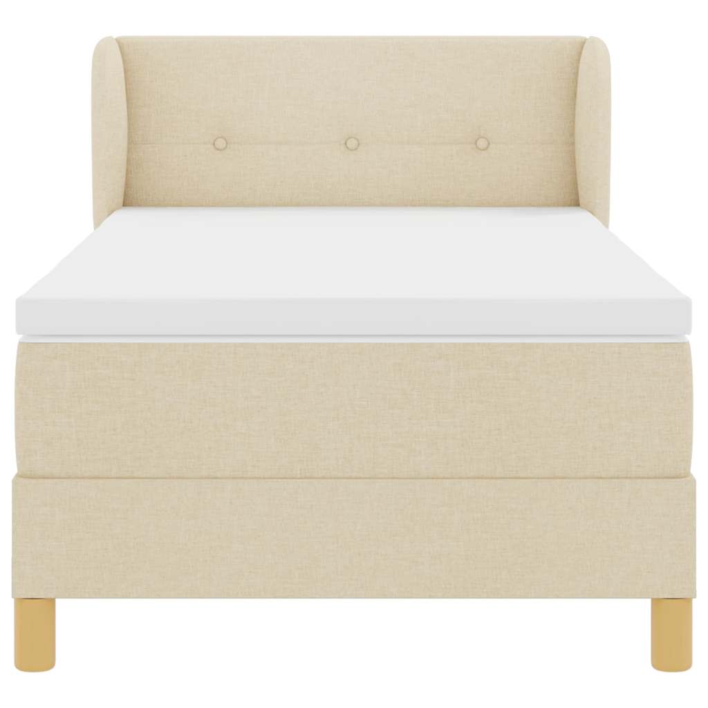 Boks madrasseng med madras creme 90x200 cm stof Creme