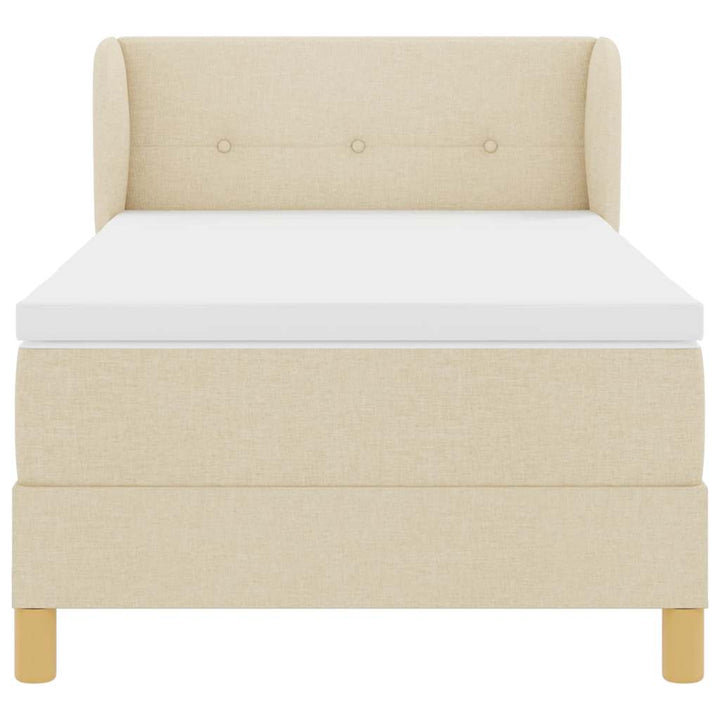 Boks madrasseng med madras creme 90x200 cm stof Creme