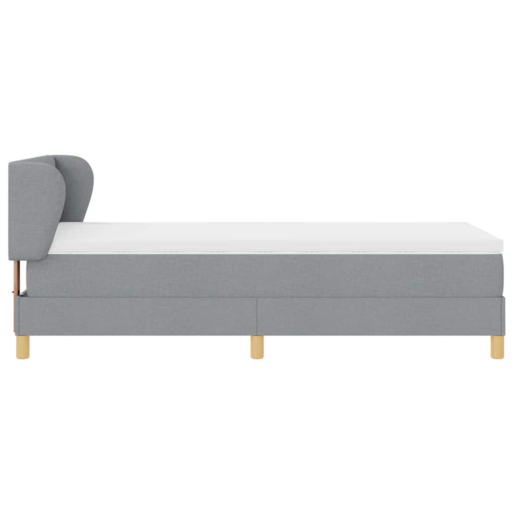 Boks madrasseng med madras creme 90x200 cm stof Lysegrå