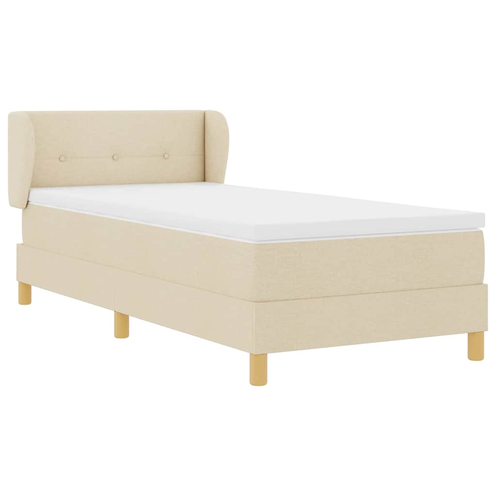 Boks madrasseng med madras creme 90x200 cm stof Creme