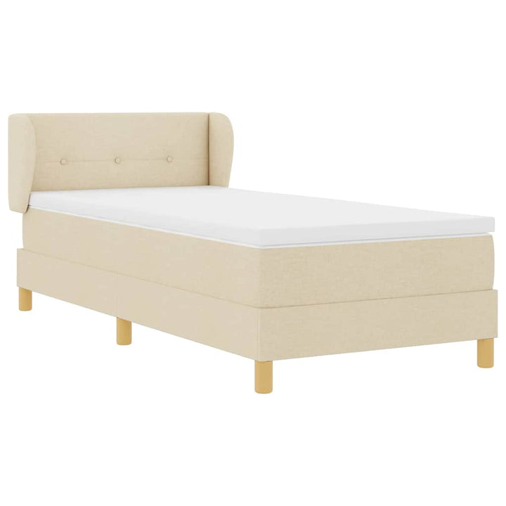 Boks madrasseng med madras creme 90x200 cm stof Creme