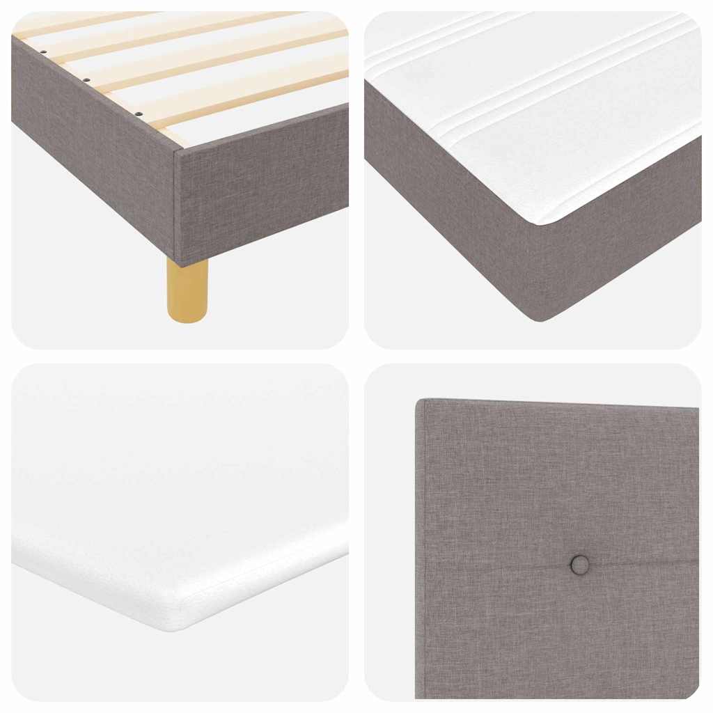 Boks madrasseng med madras creme 90x200 cm stof Gråbrun