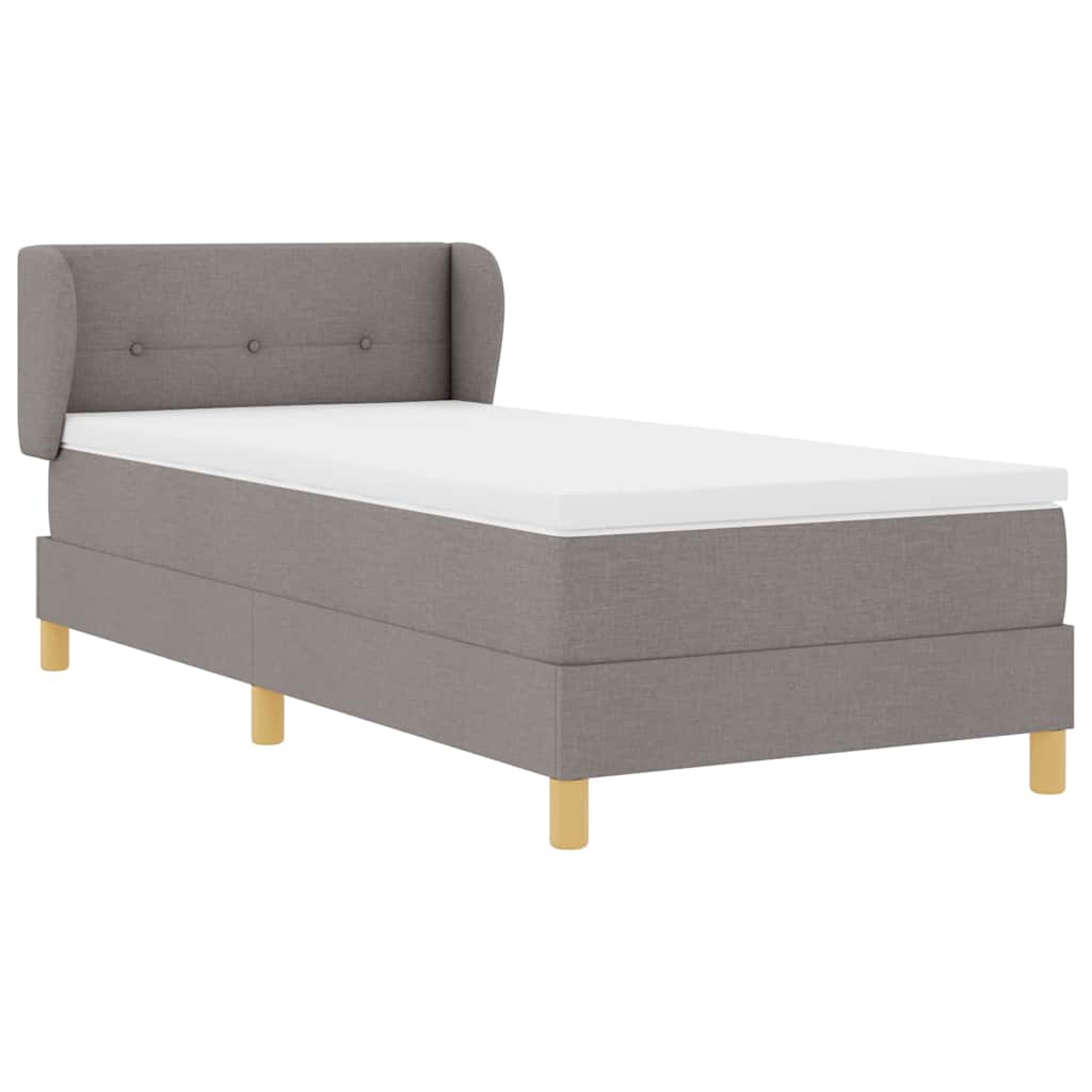 Boks madrasseng med madras creme 90x200 cm stof Gråbrun