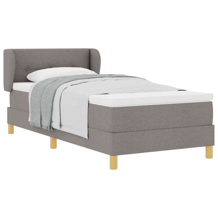 Boks madrasseng med madras creme 90x200 cm stof Gråbrun