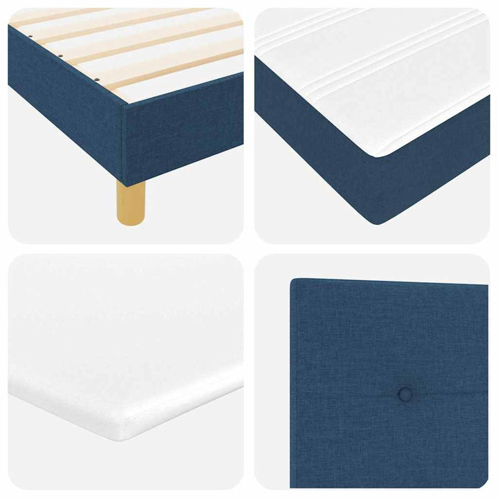Boks madrasseng med madras creme 90x200 cm stof Blå 90 x 200 cm
