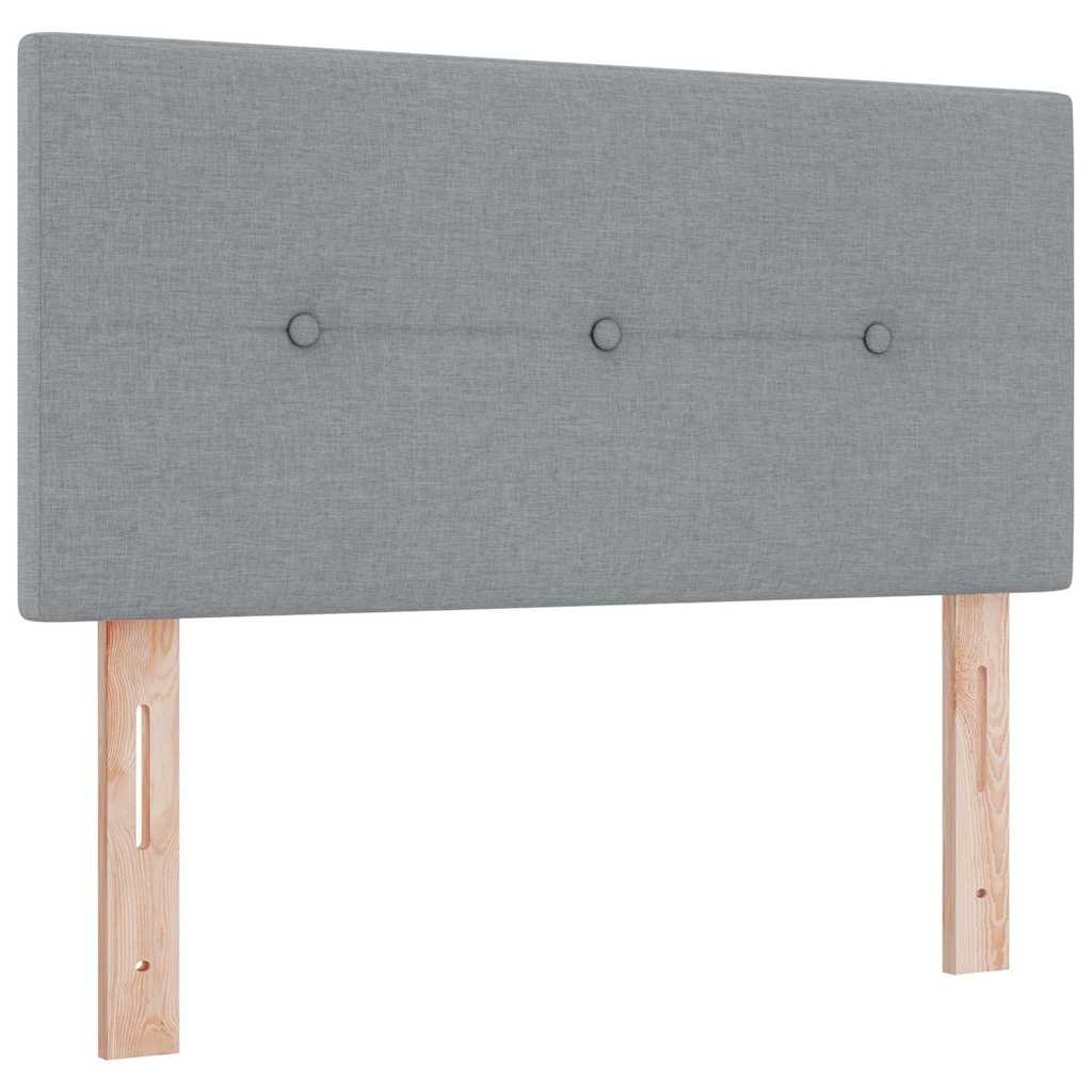 Boks madrasseng med madras creme 90x200 cm stof Lysegrå