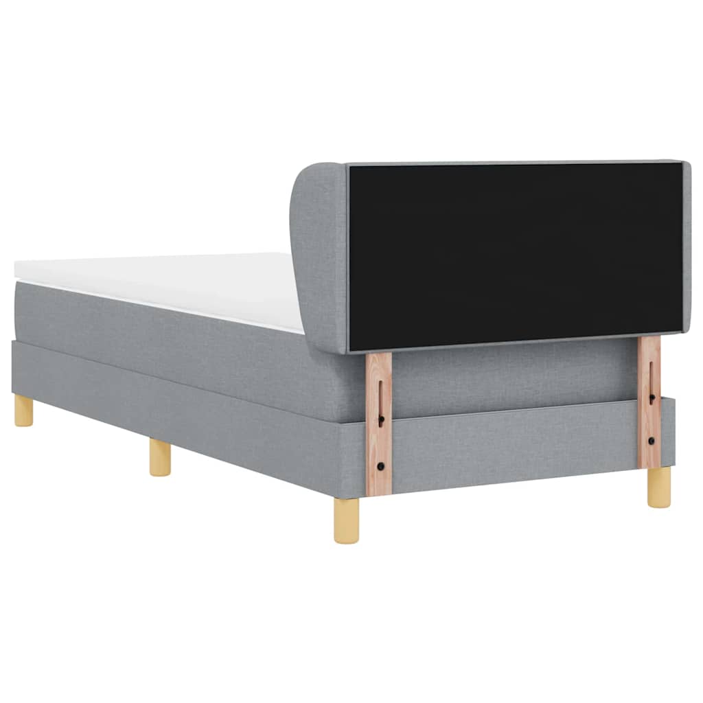 Boks madrasseng med madras creme 90x200 cm stof Lysegrå