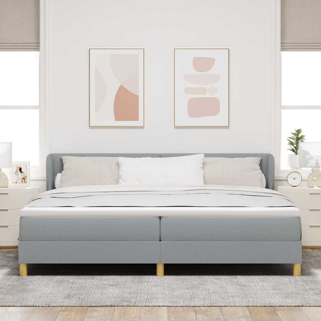 Boks madrasseng med madras creme 90x200 cm stof Lysegrå