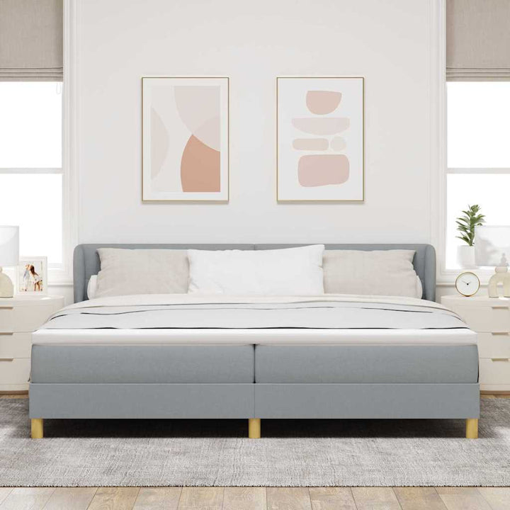Boks madrasseng med madras creme 90x200 cm stof Lysegrå