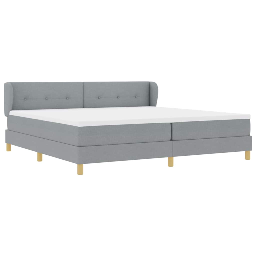 Boks madrasseng med madras creme 90x200 cm stof Lysegrå