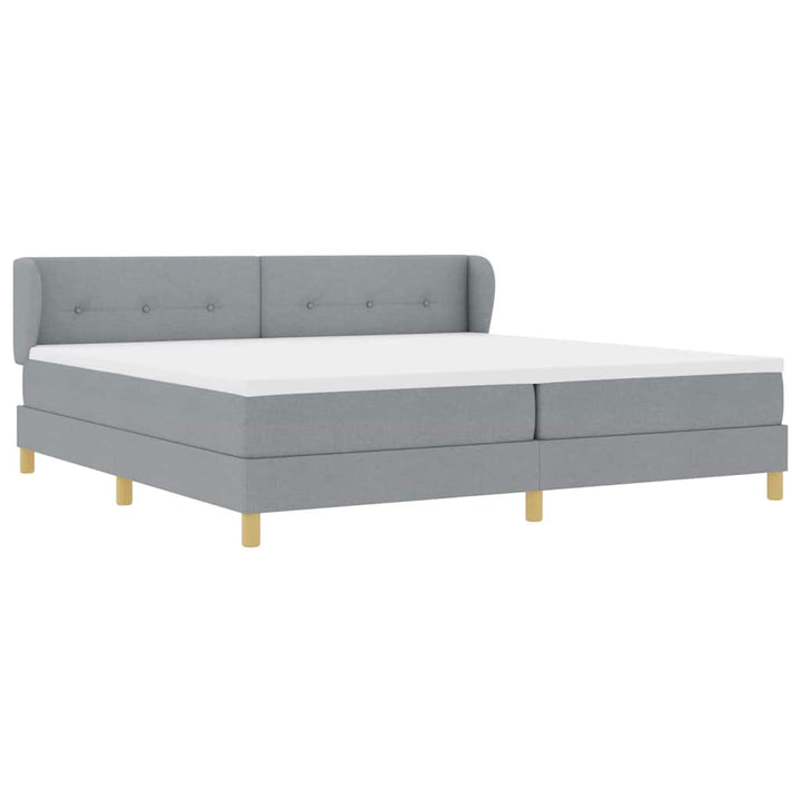 Boks madrasseng med madras creme 90x200 cm stof Lysegrå