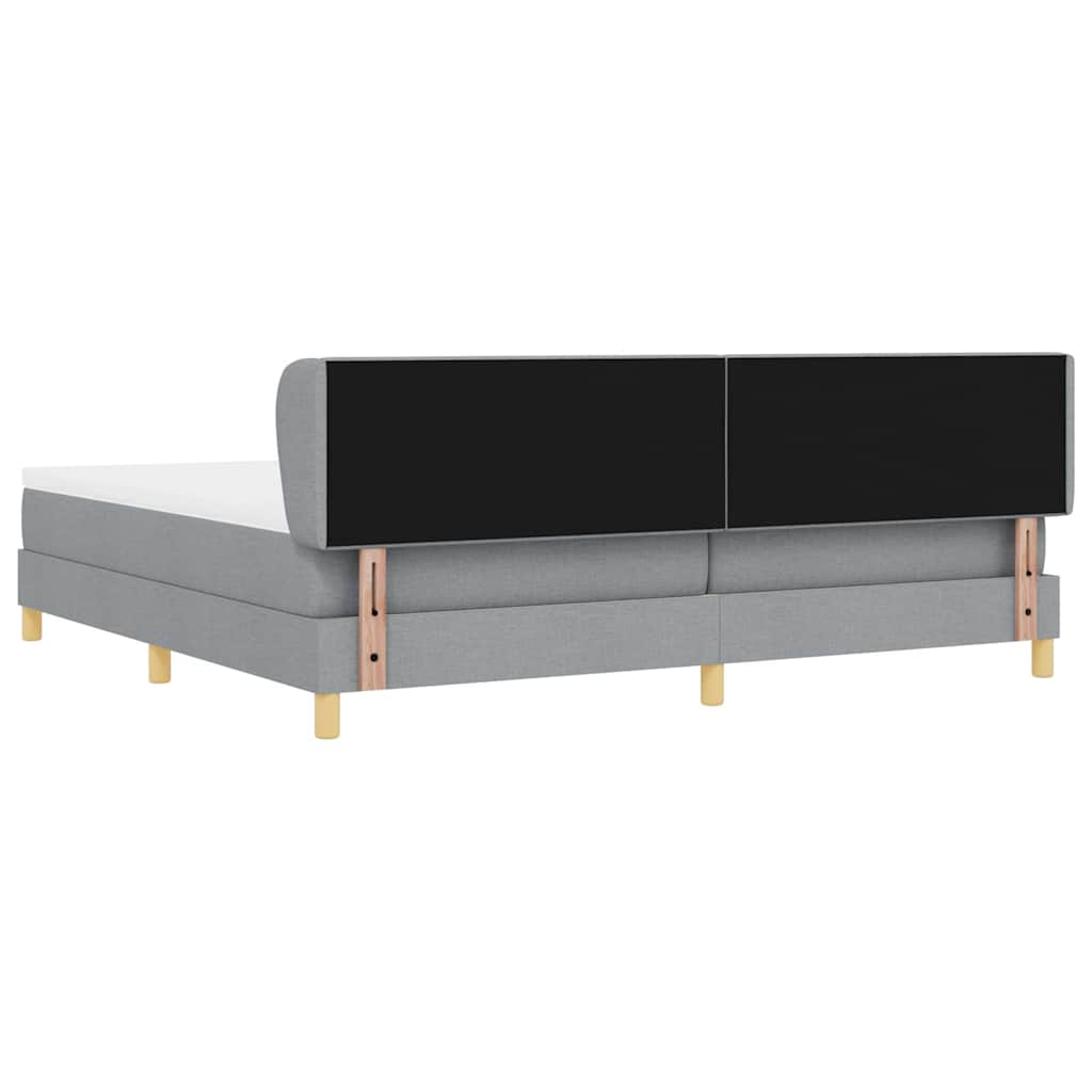 Boks madrasseng med madras creme 90x200 cm stof Lysegrå