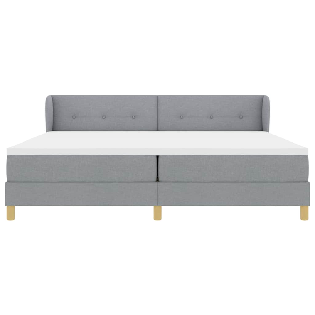 Boks madrasseng med madras creme 90x200 cm stof Lysegrå