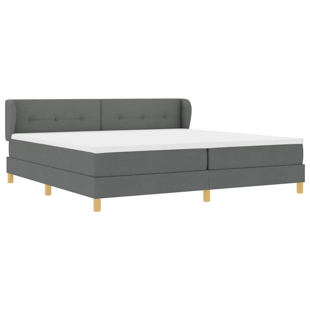Boks madrasseng med madras creme 90x200 cm stof Mørkegrå