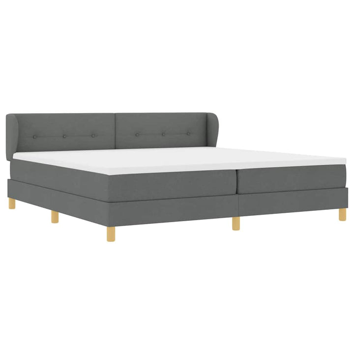 Boks madrasseng med madras creme 90x200 cm stof Mørkegrå