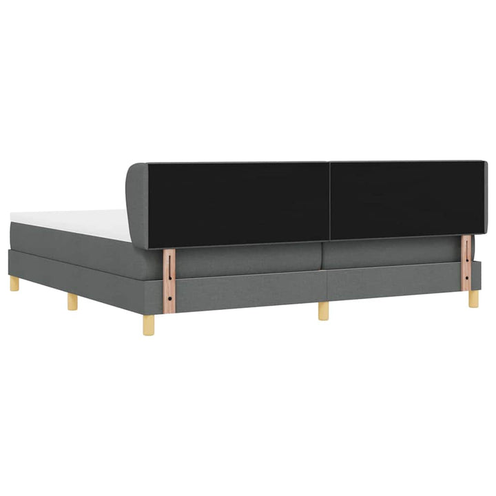 Boks madrasseng med madras creme 90x200 cm stof Mørkegrå