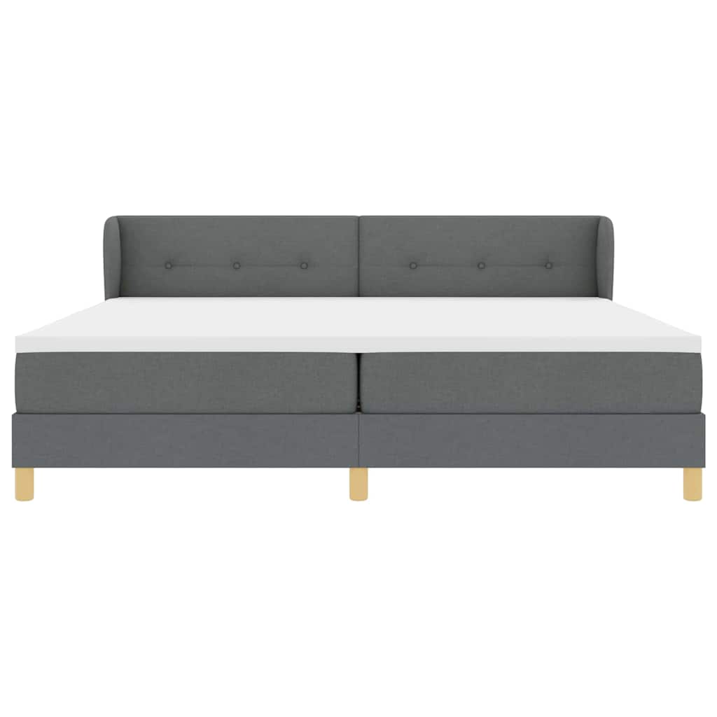 Boks madrasseng med madras creme 90x200 cm stof Mørkegrå