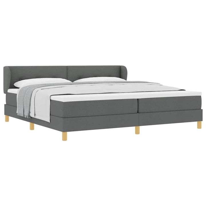 Boks madrasseng med madras creme 90x200 cm stof Mørkegrå