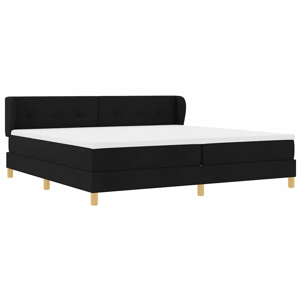 Boks madrasseng med madras creme 90x200 cm stof med madras Sort