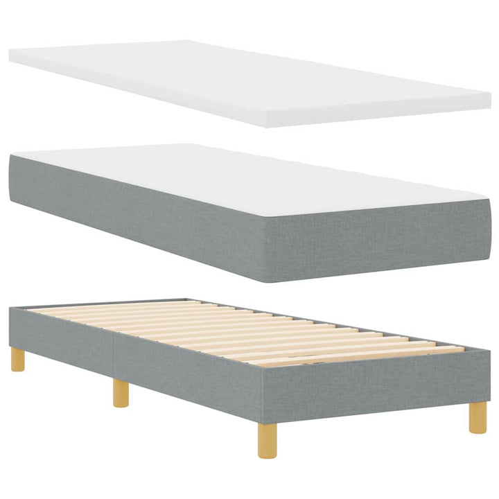Boks madrasseng med madras creme 90x200 cm stof Lysegrå