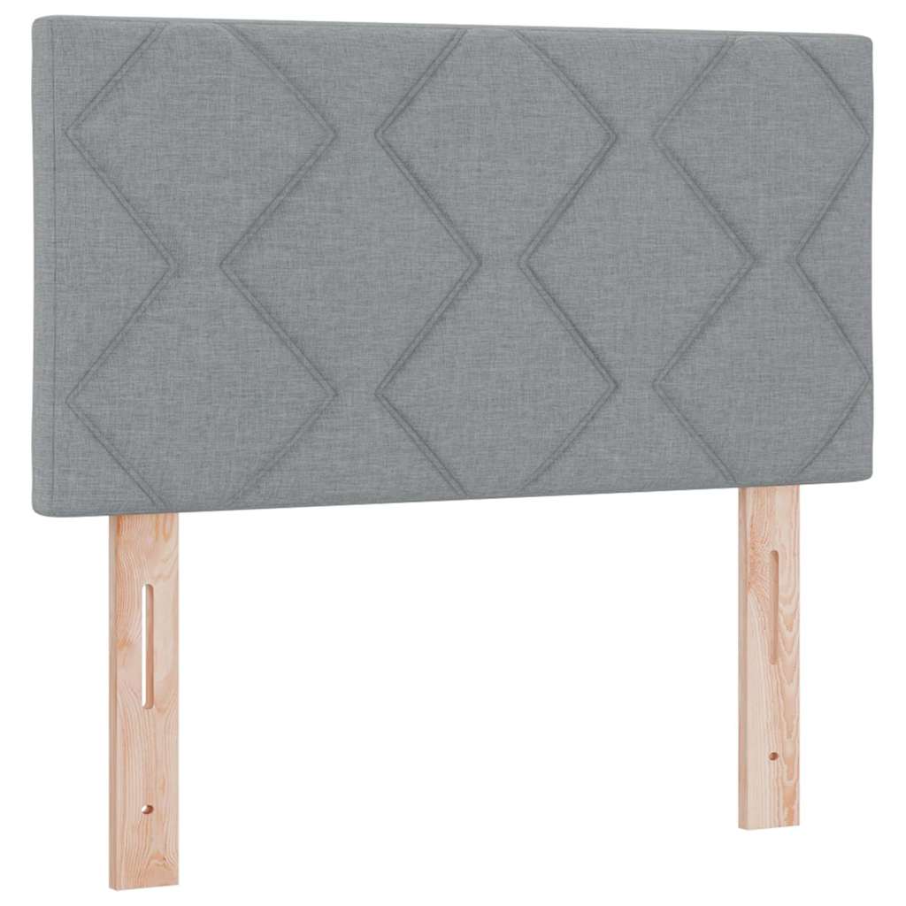 Boks madrasseng med madras creme 90x200 cm stof Lysegrå