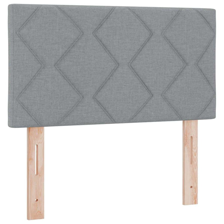 Boks madrasseng med madras creme 90x200 cm stof Lysegrå